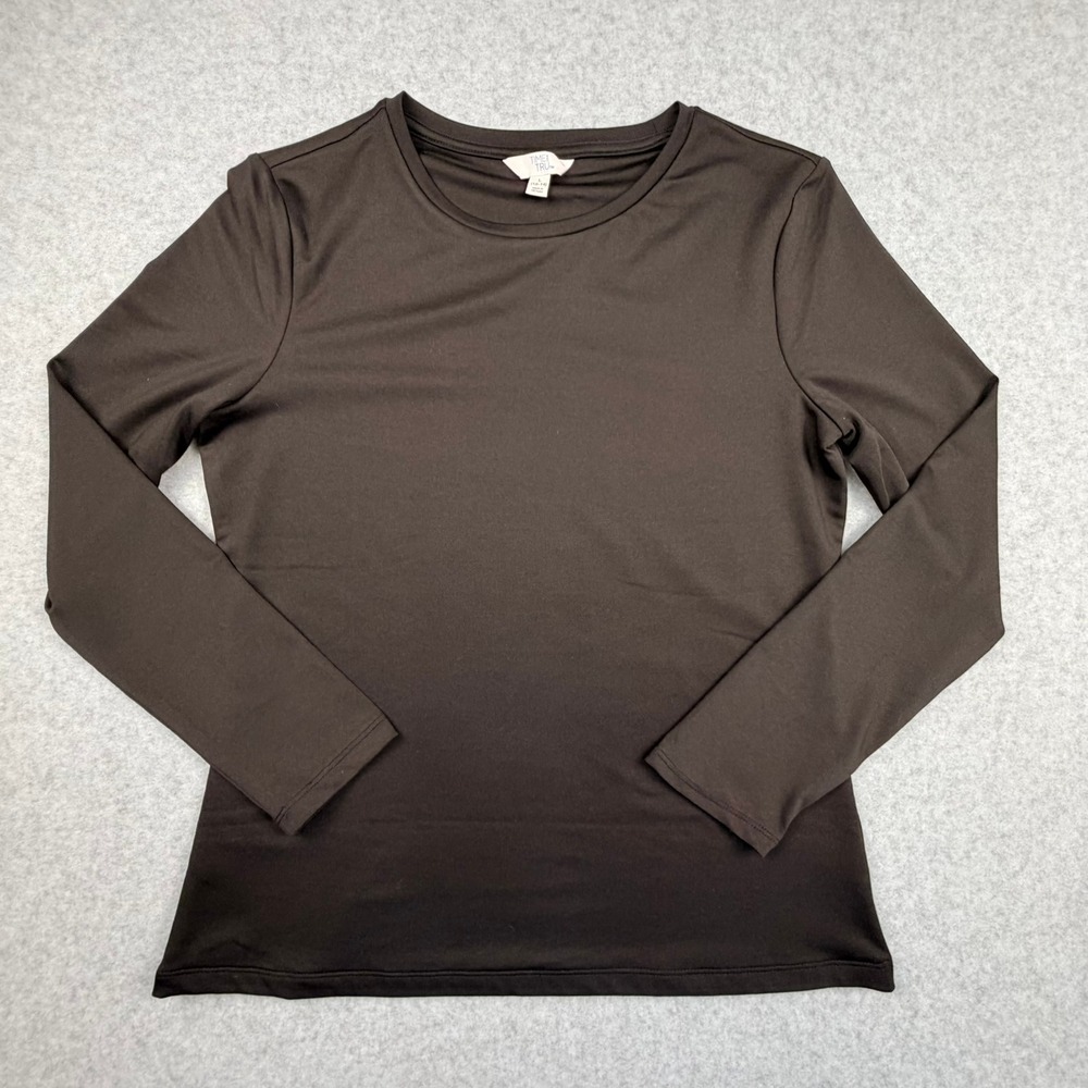 Womens Black Long Sleeve Double Layer Trunk Top L 12-14